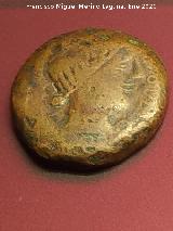 Obulco. Moneda Unidad de Obulco. Anverso de Tanit. Museo Arqueológico Provincial de Jaén